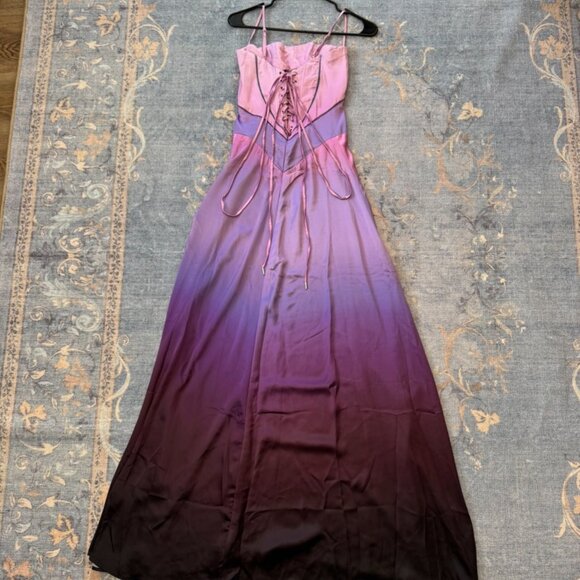 HOUSE OF CB 'Anabella' Ombre Print Lace Up Maxi Dress XS NWOT - Picture 6 of 9
